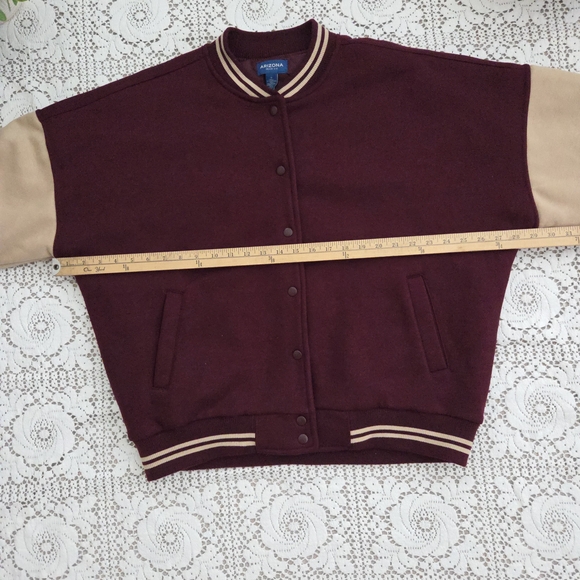 Arizona Jean Company Maroon and Tan Varsity Jacket Size M - Picture 5 of 7